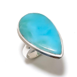 Caribbean Larimar Gemstone Handmade 925 Sterling Silver Ring Size 6.5 s8i05