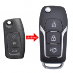 Automobilio nuotolinio valdymo pulto raktų pakabuko dėklas Flip Shell dangtelis, skirtas Ford Fiesta B-Max C-Max S-Max Eco Sport Mondeo Focus Cabriolet Galaxy 3 Mygtukų Auto juoda