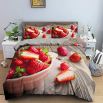 Rožinis Bra&scaron;kių Mielas Patalynės Komplektas Antklodės Užvalkalų Komplektas 3D Spaudinys Vaisių Ra&scaron;tas Antklodės Užvalkalas Pagalvės Užvalkalas Karali&scaron;ko Dydžio Vaikams Berniukams Mergaitėms 135x200cm 2pcs