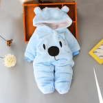 Born Fleece Baby Cute Animal Overalls Winter Boy Girl Cotton Newborn Toddler Clothes Infant Warm Footies One Piece 59 mėlyna