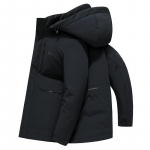 Vyri&scaron;ka pūkinė striukė Žiemos naujo stiliaus nuimamas pūkų gobtuvas Vidutinio amžiaus vyri&scaron;ka laisvalaikio pastorinta &scaron;ilta ir &scaron;alta striukė 4XL black