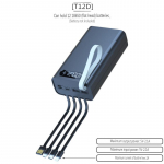 12*18650 &bdquo;pasidaryk pats&ldquo; maitinimo bloko pagrindas su C tipo mikro USB kabeliu žibintuvėlis &bdquo;Fast Power Bank&ldquo; dėklas 18650 akumuliatoriaus laikiklio įkrovimo dėžutės korpusas Normal version juoda
