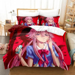 Anime Dienora&scaron;tis apie ateitį Yuno Gasai Lovos komplektas Antklodės užvalkalas Pagalvės užvalkalas, Karali&scaron;ko dydžio Karali&scaron;kas dydis Viengulis dydis Berniukams Mergaitėms Suaugusiems Patalynės komplektas 135X200cm