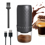 KMDJ-3AW ne&scaron;iojamasis kavos pupelių malūnėlis su 40 malimo nustatymo 5 peilių keraminiu kūginiu burr One juoda