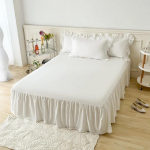 Balta lovos sijonas nėriniuotas raukiniuotas lovos sijonas 1 vnt. paklodės užvalkalas sijonas neslystantis čiužinio užvalkalas paklodė vienspalis lovos užtiesalas 2pcs pillowcases balta