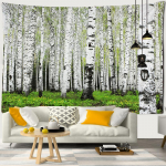 3D kra&scaron;tovaizdis mi&scaron;kas beržas mi&scaron;ko medžiai didelis gobelenas hipis siena gobelenas bohemi&scaron;kas papuo&scaron;ti gobelenas miegamojo fonas audinys W200xH150cm