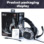 K19 Surround Žaidimų Ausinės Laisvų Rankų Įranga Žaidėjas USB Laidinės Vir&scaron;aus Ausų Ausinės RGB Žaidėjas PS4 PS5 Xbox Series Žaidėjams 21*18.5*10cm balta/kamufliažas