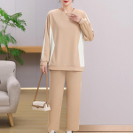 Eleganti&scaron;ki moteri&scaron;ki komplektai Oversize kelnių kostiumai senoviniai drabužiai pavasario rudens plius dydžio dviejų dalių rinkinys 4XL chaki