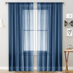 Vienspalvė dviguba styginių terileno pusiau &scaron;viesą blokuojanti marlės užuolaida 100*250cm (Rod Pocket Single Piece)