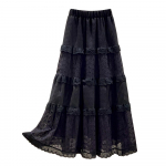 Pavasario ir rudens moteri&scaron;ki sijonai auk&scaron;tu juosmeniu, ploni, universalūs vidutinio ilgio, tu&scaron;čiaviduriai nerti A formos sijonai. One Size juoda