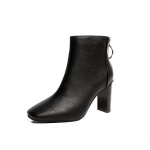 Moteri&scaron;ki batai Rudens/žiemos Nauji Briti&scaron;ki Odiniai Batai Madingi Užtrauktuku Neslystantys Kvadratiniu Pir&scaron;tu Auk&scaron;takulniai Ankle Boots Botas Mujer 41 juoda