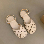 Moteri&scaron;ki sandalai 2024 Nauja vasaros mada Prancūzi&scaron;ko stiliaus mink&scaron;tos odos pinti plok&scaron;čiapadžiai laisvalaikio retro vieni batai Baotou laisvalaikio sandalai moterims 37 ruda