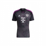 Adidas FC Bayern 23/24 i&scaron;vykos mar&scaron;kinėliai su trijų juostelių raidžių spauda, trumparankoviai, vyri&scaron;ki vir&scaron;utiniai drabužiai, juodi HR3719 M