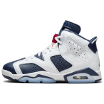 Air Jordan 6 Retro GS Olympic 2024 Vaikų sportbačiai Balti Varsity-Raudoni Vidurnakčio Mėlyni 384665-164 36