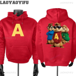 Alvinas ir Chipmunkai: &bdquo;Squeakquel&ldquo; megztinis Moterims Vyrams Madingas su nuleistais pečiais Hoodie Yra Geriausio Draugo Palaidinė M red