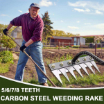 5/6/7/8 dantų anglinio plieno sodo ravėjimo grėblys, ravėjimo grėblys, ravėjimo geležinis grėblys, didelio stiprumo metalinis sodo grėblys, sodininkystės ir ravėjimo geležinis grėblys S sidabras