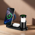 &bdquo;Qi2.2 25W&ldquo; belaidis magnetinis įkroviklis, daugiafunkcis greito įkrovimo stotelė su naktiniu ap&scaron;vietimu, skirtas &bdquo;iPhone 17 16 15&ldquo;, laikrodžiams, &bdquo;Airpods&ldquo; ir kt. juoda