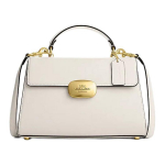Coach Eliza 27 Klasikinis monogramos ovalus užraktas, metalinės detalės, odinė peties, crossbody, tote rankinė, didelė moteri&scaron;ka rankinė, kreidinis baltas CP006-IMCHK Basic Set (Bag+Dust Bag)