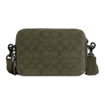 &bdquo;Coach Charter 19&ldquo; klasikinis monograminis dvigubo užtrauktuko užsegimas audinio ir odos krep&scaron;ys per petį, mažas, karinės žalios spalvos, CU206-ARY. Basic Set (Bag+Dust Bag)
