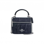 &bdquo;Coach&ldquo; mini rankinė per petį, moteri&scaron;kos rankinės per petį, sidabri&scaron;kai mėlynos spalvos, CAQ00-SVDE Gift Box Set (Basic Set+Black Box)