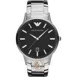 Emporio Armani Renato Didelis Juodas Metalinis Sidabrinis Vyri&scaron;kas Kvarcinis Laikrodis AR2457 juoda
