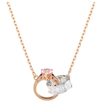 Swarovski Connexus Rožinės &Scaron;irdelės Dvigubo Žiedo Pakabukas Karoliai Su Kubiniu Cirkoniu Moteri&scaron;ki karoliai Rožinio Aukso 5690036 Box (Random Color)