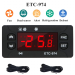 ETC-974 Dvigubo NTC jutiklio temperatūros reguliatorius &scaron;aldytuvo atitirpinimui, &scaron;ildymui 220V