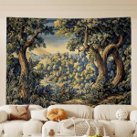 Senovinis Europos mi&scaron;ko kra&scaron;tovaizdžio gobelenas Retro austas stilius Gamtos vaizdas Sieninė dekoracija svetainei miegamajam namų dekoravimui 150x200cm(60x80in) gray