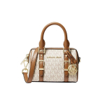 Michael Kors Bedford logotipo ra&scaron;to odinė Boston tipo rankinė Moteri&scaron;kos rankinės Vanilės-Balta Giliąja Rudo spalva 32F9G06C0B-149 Shopping Bag Set(Basic Set+Shopping Bag)