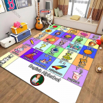 Vaikų žaidimų kilimėliai grindims Ypač dideli kilimai Žaidimų kolekcija ABC, Skaičiai, Gyvūnai Edukaciniai kilimai žaidimų kambariui 100x120cm