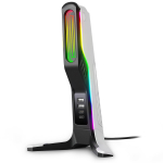IFYOO RGB žaidimų ausinių stovas su 2 USB prievadais ir 1 žaidimų ausinių laikikliu PC Xbox Xbox Series Ausinių laikiklis Stalas Žaidėjas Juodas Baltas Type-C