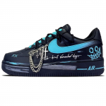 Nike Air Force 1 Neslystantys Atsparūs dilimui Žemi Skateboard Avalynė Unisex Juoda Mėlyna CW2288-001(Team726-) 37.5