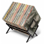 Vinilinių plok&scaron;telių saugykla &ndash; matinės juodos spalvos vinilinis įra&scaron;ų laikiklis, 80&ndash;100 lp talpa &ndash; patvarus metalinis vienos pakopos įra&scaron;ų laikiklis