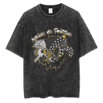 Vintažiniai plauti Angine De Poitrine roko grupės grafiniai mar&scaron;kinėliai vyrams Punk Hip Hop Gotikiniai Oversized trumparankoviai mar&scaron;kinėliai Streetwear XL black