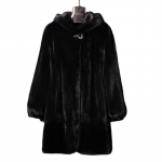 Žieminis ilgas juodas dirbtinio kailio paltas moterims su gobtuvu, ilgomis rankovėmis, eleganti&scaron;kas, storas, &scaron;iltas, pūkuotas kailinis &scaron;varkas XXXXL black