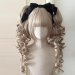 Sintetinis Princesės kirpimo dvigubas uodegos Lolita perukas su kirpčiukais Mergaitei Ombre &scaron;viesiai rudas baltas pilkas Cosplay Helovino Harajuku perukas gray