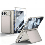 iPhone Duo Dėklas Odinis Atverčiamas Stovas su Kortelės Lizdu Atsparus Smūgiams Pilnai Apsaugantis Dangtelis su Ekrano Apsauga iPhone Duo Iphone Duo pilka
