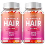Airboy AH-MAZING plaukų vitaminų gumijos 100 vnt. - Biotinas 5000 mcg su vitaminu C E B6, cinku, plaukų, odos ir nagų palaikymui 100*2