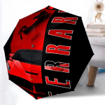 Spausdintas F-F-Ferrari logotipas Sulankstomas skėtis, Lauko, Laisvalaikio ir Kelioninis skėtis, Patvarus skėčio audinys, Gimtadienio ir &Scaron;ventės dovana Three-fold umbrella black