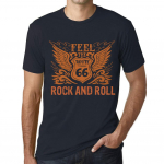 Vyri&scaron;ki vintažiniai mar&scaron;kinėliai su grafiniu užra&scaron;u Feel The Rock and ROLL, tamsiai mėlyni XL bedugnė