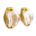 Les Tr&eacute;sors De Lily [C5594] - Boucles Plaqu&eacute; Or 'Nova' Blanc balta