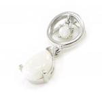 Les Tr&eacute;sors De Lily [I8875] - Pendentif Argent artisanal 'D&eacute;esse Opale' blanc argent&eacute; (rhodi&eacute;) - 20x10 mm
