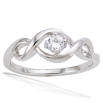 Bague Argent 'C&acirc;lin' Blanc argent&eacute; (rhodi&eacute;) - 8 mm
