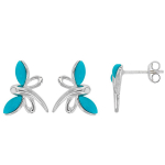 Les Tr&eacute;sors De Lily [Q0551] - Boucles Argent 'Libellules' turquoise nacre - 15x10 mm