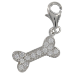 Les Tr&eacute;sors De Lily [Q4918] - Pendentif charm argent 'Os' blanc argent&eacute; (rhodi&eacute;) - 16x7 mm