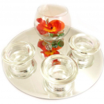 Les Tr&eacute;sors De Lily [L4085] - Plateau bougies flottantes 'Belle de Soie' miroir (orange) - 25x9 cm