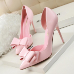 BIGTREE Fashion Sweet Bow auk&scaron;takulniai ploni kulniukai 10,5 cm auk&scaron;takulniai, smailūs &scaron;oniniai tu&scaron;čiaviduriai vienviečiai batai 37 rožinė