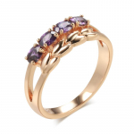 Kinel Sparking Purple Zircon Prabangūs žiedai moterims Rožinio aukso spalvos madingi puikūs papuo&scaron;alai 7