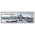 Les Tr&eacute;sors De Lily [A0148] - Toile photo "Citations" noir blanc (Venise - L'Amour Toujours) - 90x30 cm