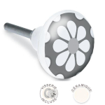 Les Tr&eacute;sors De Lily [A2096] - Bouton meuble c&eacute;ramique 'Fleurs' gris - 65x35 mm pilka